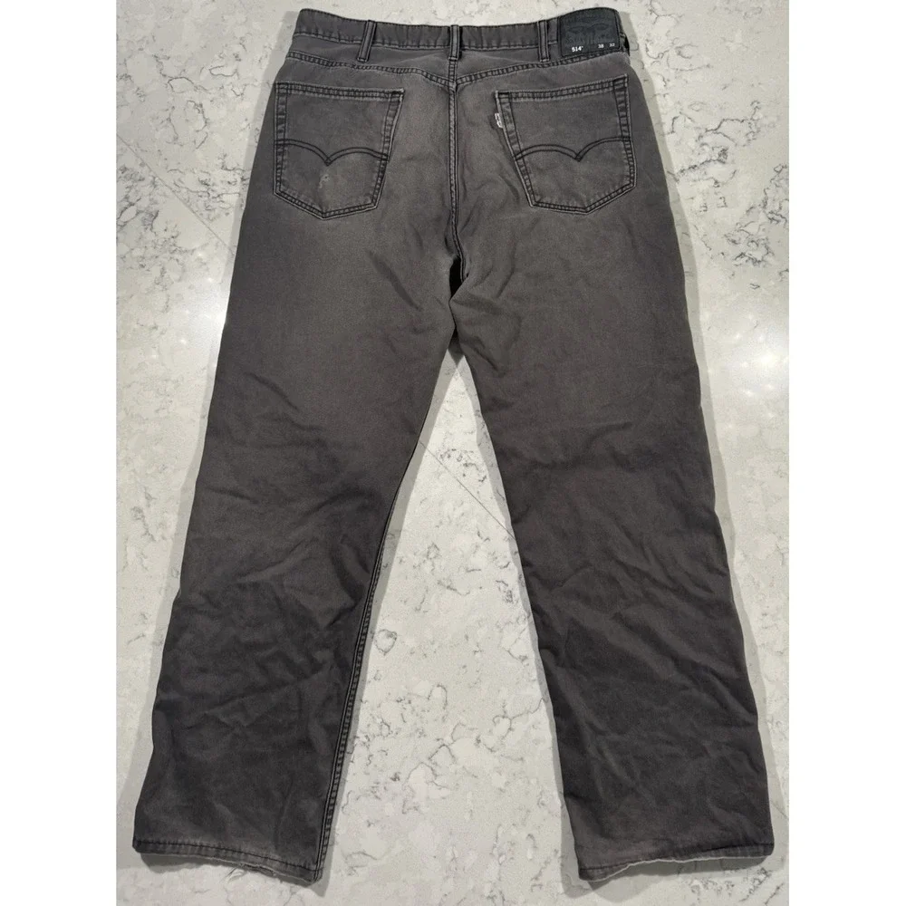 Levis 514 Mens 38x32 Gray Washed Straight Leg Grunge Skater Jeans 00514-0408